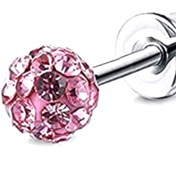 Hypoallergenic disco ball earrings pink - Picture 2 of 4